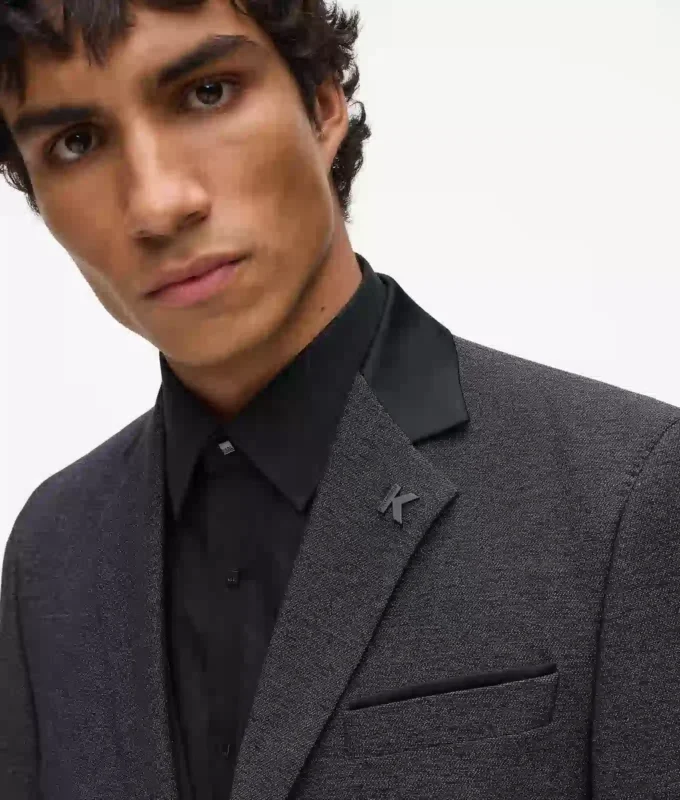 Blazer à col en satin Blazer à col en satin