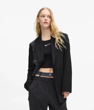 Blazer à empiècements en denim