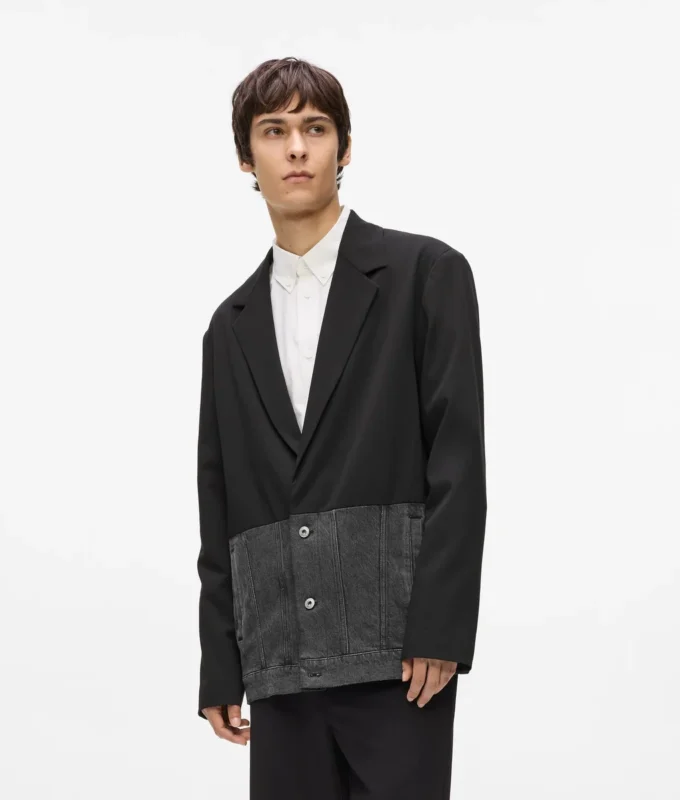 Blazer à empiècements en denim Blazer à empiècements en denim