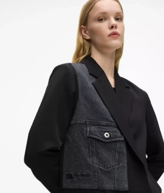 Blazer à empiècements en denim
