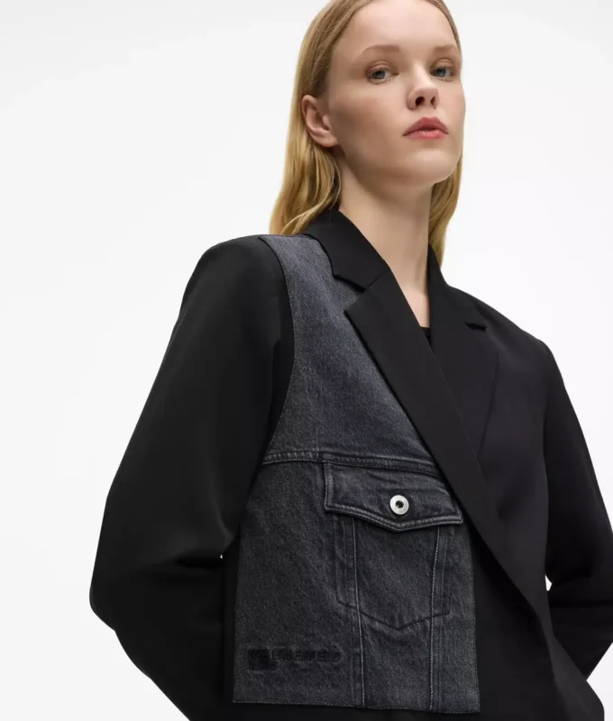 Blazer à empiècements en denim