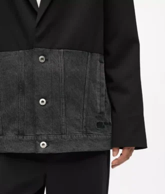 Blazer à empiècements en denim