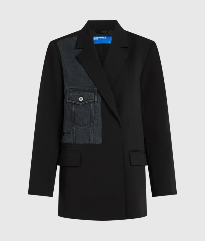 Blazer à empiècements en denim