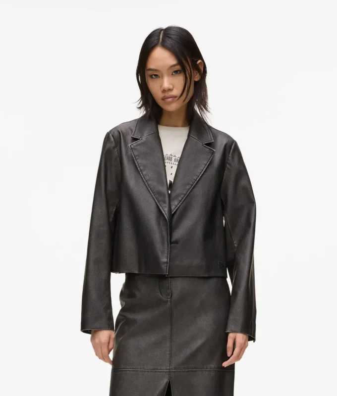 Blazer en simili cuir vieilli