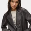 Blazer en simili cuir vieilli