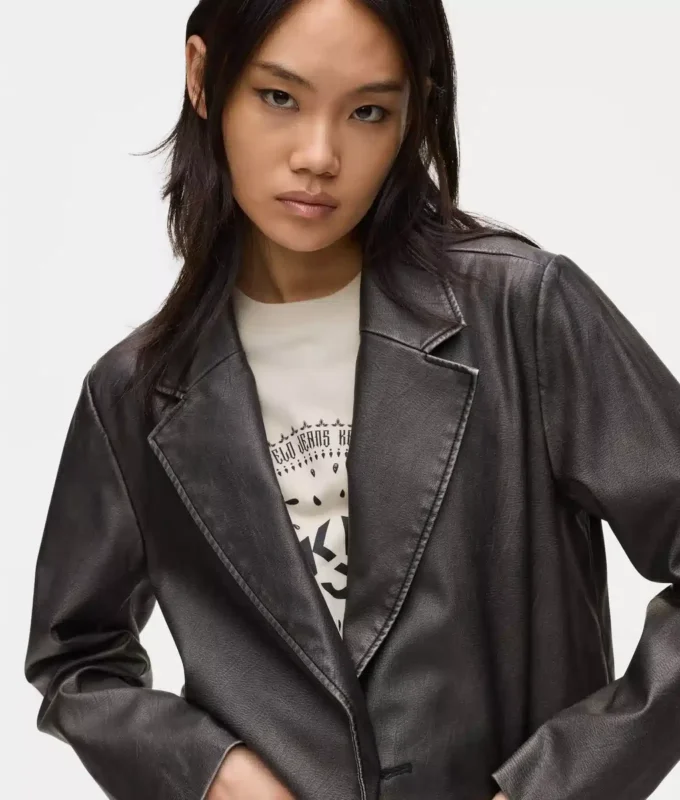 Blazer en simili cuir vieilli