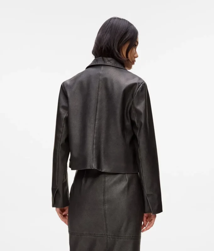 Blazer en simili cuir vieilli