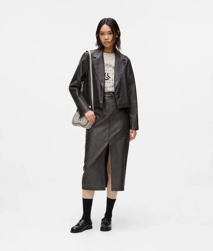 Blazer en simili cuir vieilli