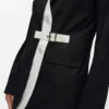 Blazer à revers contrastés et ceinture