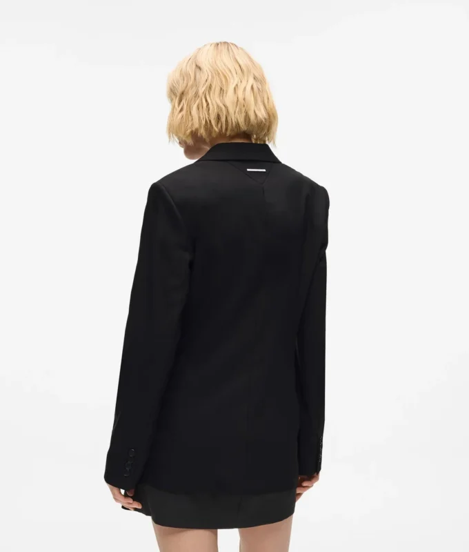 Blazer à revers contrastés et ceinture