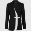 Blazer à revers contrastés et ceinture