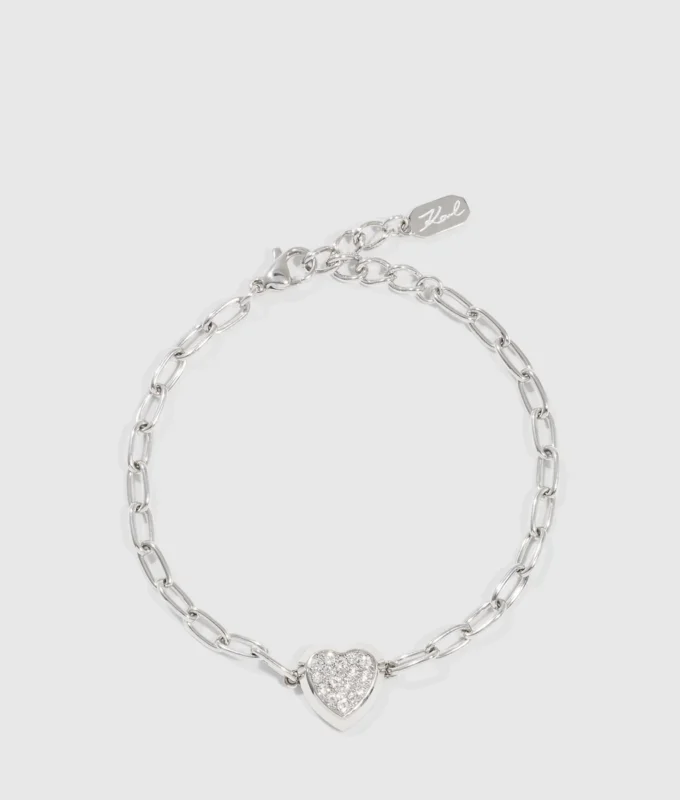 BRACELET À BRELOQUE PAVÉ EN FORME DE CŒUR