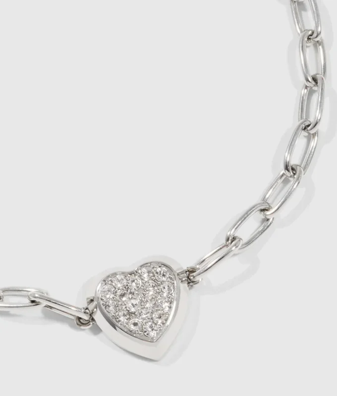 BRACELET À BRELOQUE PAVÉ EN FORME DE CŒUR