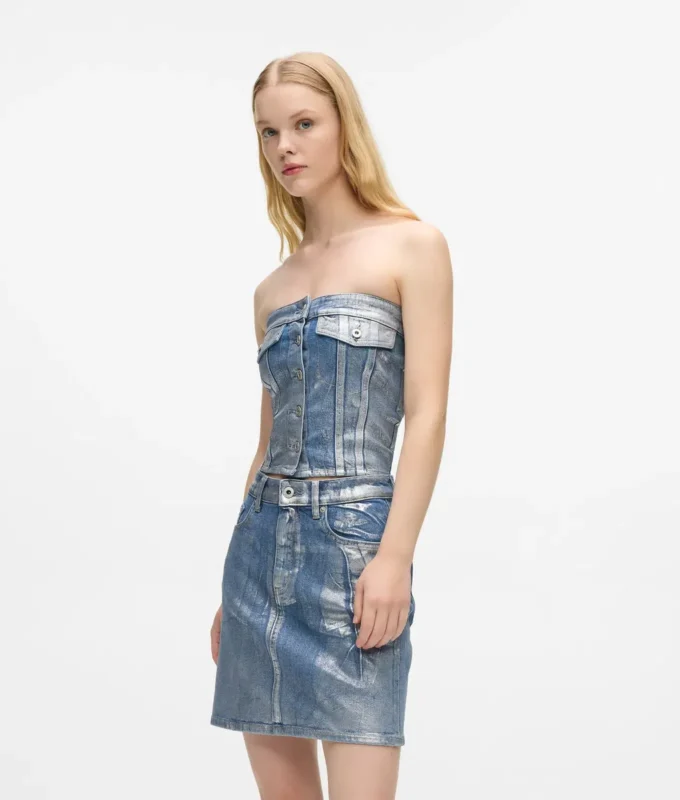 Bustier en denim enduit Bustier en denim enduit