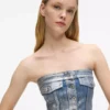 Bustier en denim enduit Bustier en denim enduit