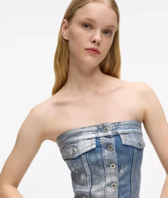 Bustier en denim enduit