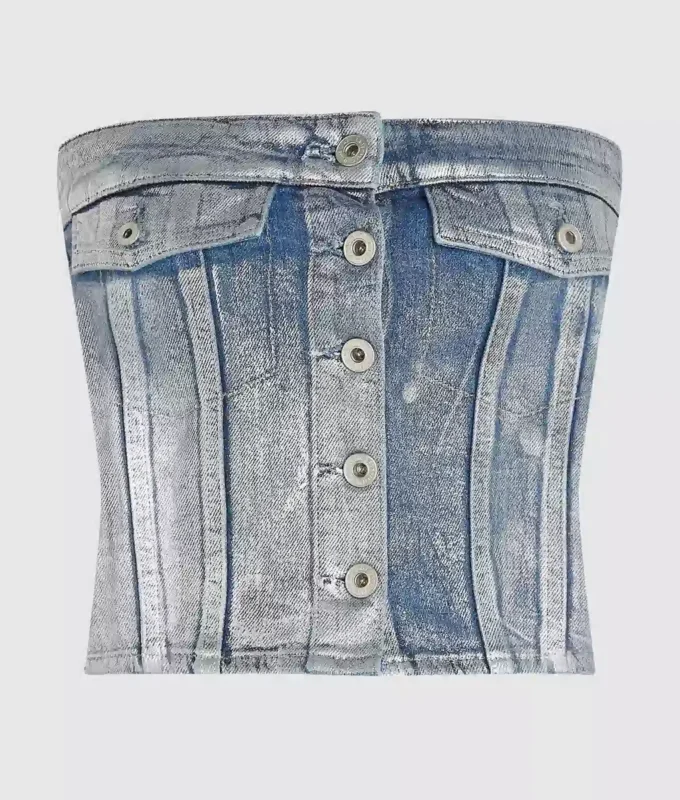 Bustier en denim enduit Bustier en denim enduit