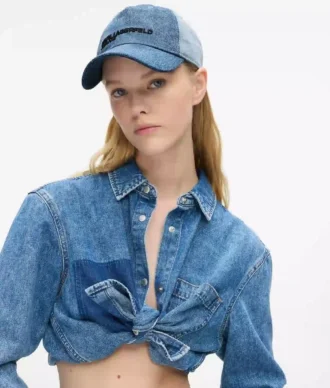 Casquette en denim clair bicolore