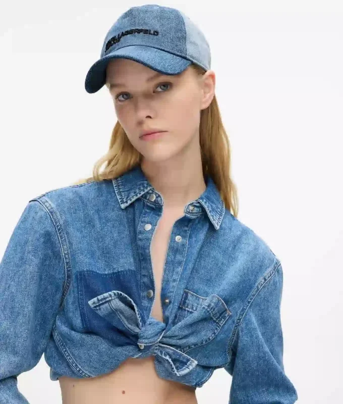 Casquette en denim clair bicolore Casquette en denim clair bicolore