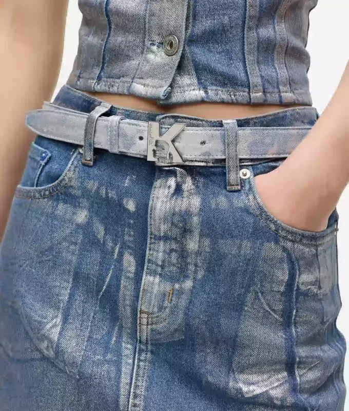 Ceinture en denim avec logo K
