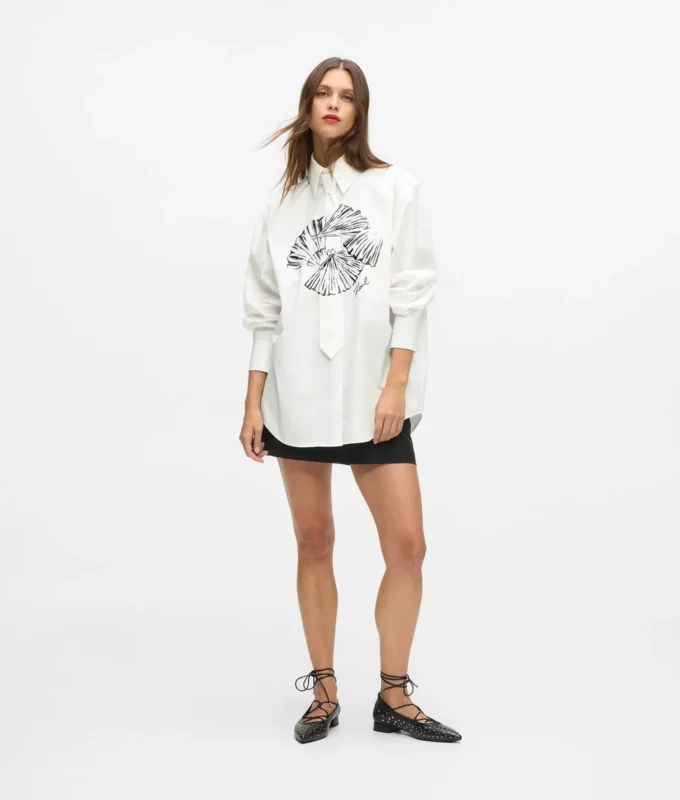 Chemise à cravate en popeline Chemise à cravate en popeline