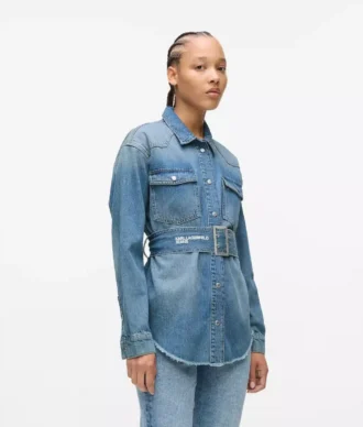 Chemise en denim à ceinture Chemise en denim à ceinture