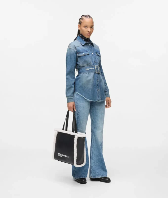 Chemise en denim à ceinture