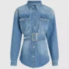 Chemise en denim à ceinture