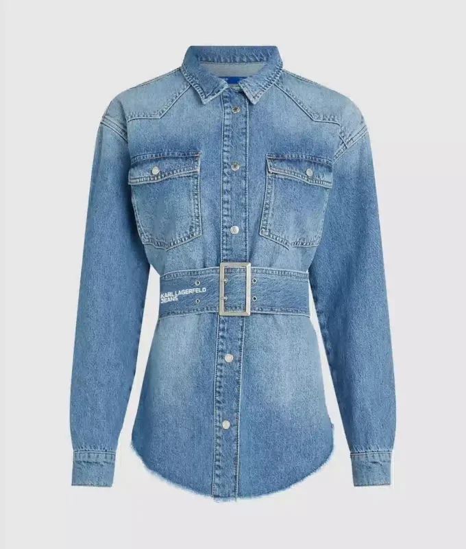 Chemise en denim à ceinture