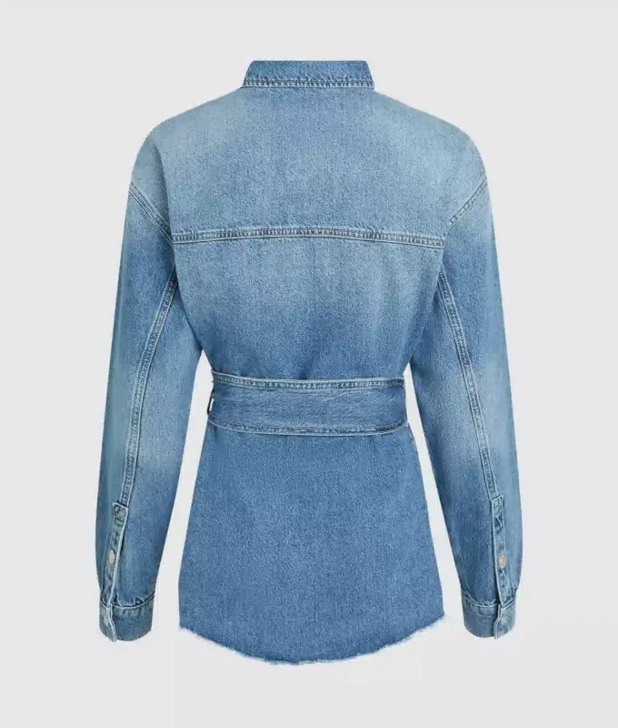 Chemise en denim à ceinture