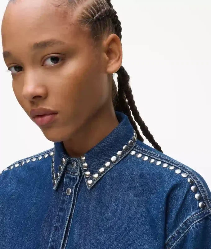Chemise en denim cloutée
