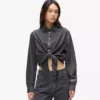 Chemise en denim à nouer sur le devant Chemise en denim à nouer sur le devant