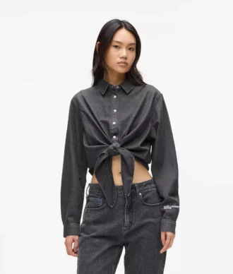 Chemise en denim à nouer sur le devant Chemise en denim à nouer sur le devant