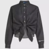 Chemise en denim à nouer sur le devant Chemise en denim à nouer sur le devant