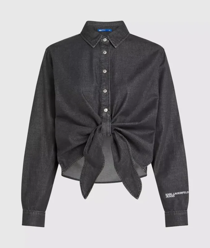Chemise en denim à nouer sur le devant Chemise en denim à nouer sur le devant