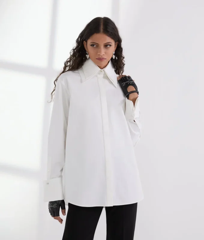 CHEMISE EN POPLIN À DOUBLE COL CHEMISE EN POPLIN À DOUBLE COL