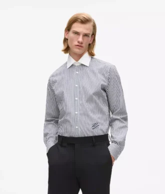 Chemise à rayures et col contrasté