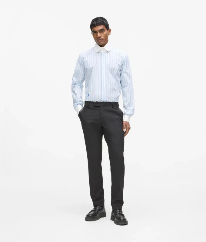 Chemise à rayures et col contrasté