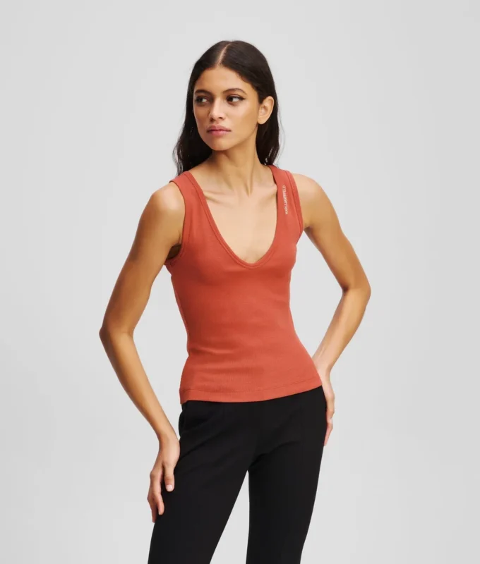 DÉBARDEUR À COL EN V CÔTELÉ