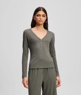 ENSEMBLE DE PYJAMA À CÔTES LOGO