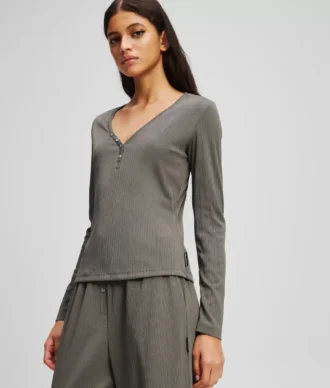 ENSEMBLE DE PYJAMA À CÔTES LOGO