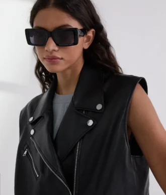 GILET EN SIMILI CUIR