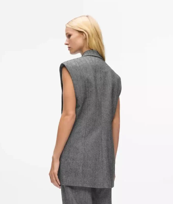 Gilet en tweed à revers pailleté Gilet en tweed à revers pailleté