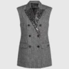 Gilet en tweed à revers pailleté Gilet en tweed à revers pailleté