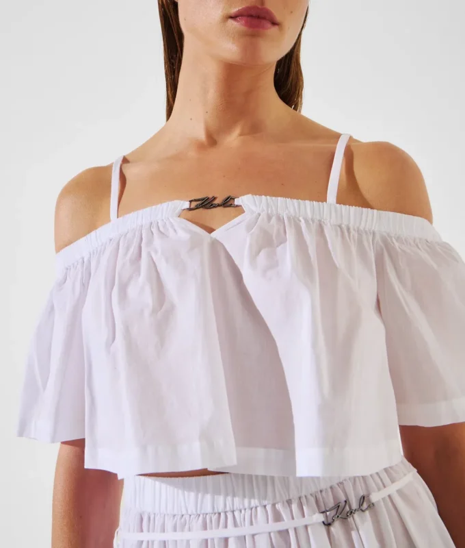 HAUT DE MAILLOT DE BAIN COURT À ÉPAULES DÉNUDÉES HAUT DE MAILLOT DE BAIN COURT À ÉPAULES DÉNUDÉES