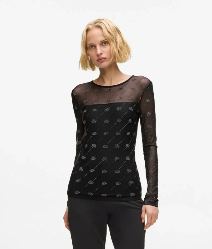 Haut en maille avec autographe en strass Haut en maille avec autographe en strass