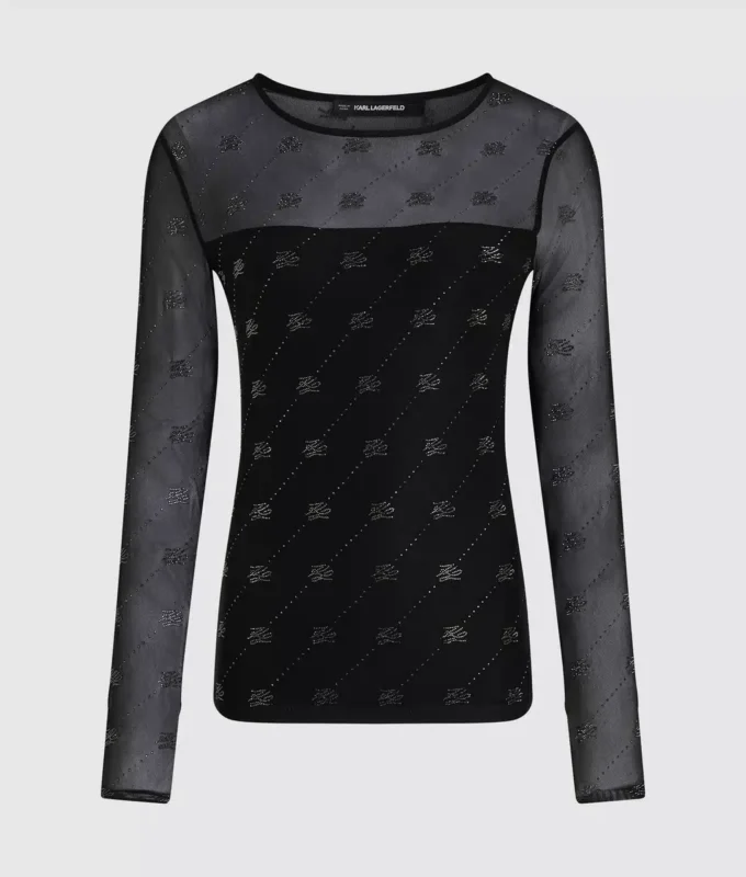 Haut en maille avec autographe en strass Haut en maille avec autographe en strass