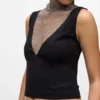 Haut à encolure en V en maille strass Haut à encolure en V en maille strass