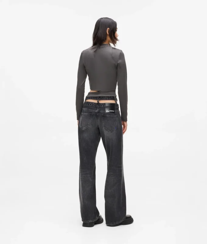 Jean ample à découpes à la taille