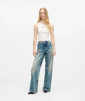 Jean décontracté à taille mi-haute